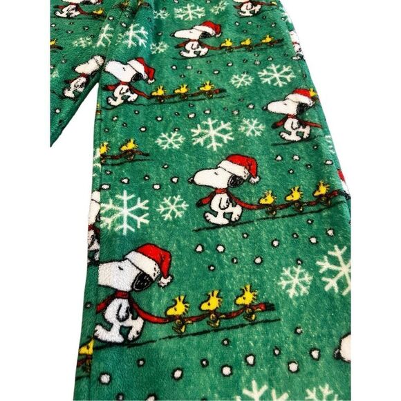 Peanuts Christmas Snoopy Holiday Green Lounge Pants Pajama Pants L - Picture 3 of 5